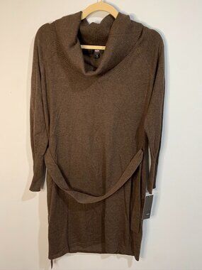 Wild Fable Cowl Neck Sweater Dress Brown Long Sleeve Belted Size Large NWT